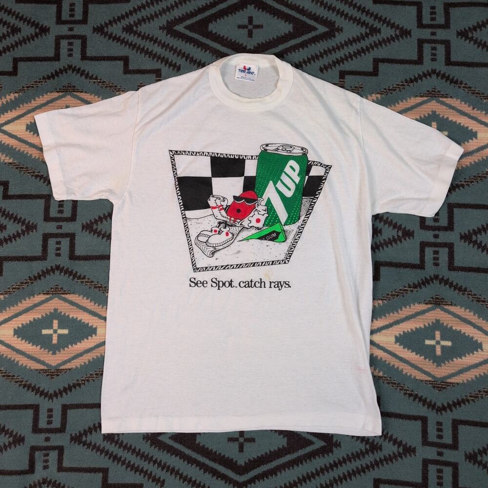 Vintage 7 Up Promo See Spot Catch Rays Single Stitch T-shirt Medium Soda Pop 80s